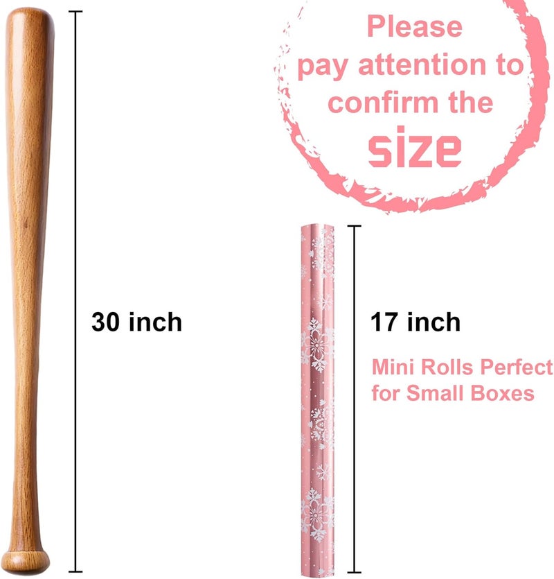 Retrify Snowflake Christmas Wrapping Paper - 17 Inch x 32.8 Feet Mini Roll - Candy Cane Foil Pink Gift Wrap Paper for Holiday Shower Party Celebration - Image 5